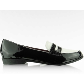 Mocassins Noir / Blanc Vernis Classique blanche le noir