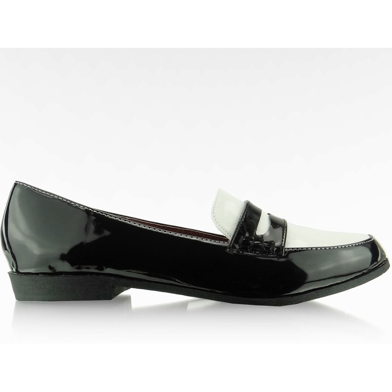 Mocassins Noir / Blanc Vernis Classique blanche le noir