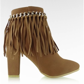 Bottines à talons larges Camel brun