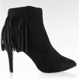 Belles bottes en daim avec des glands noirs le noir