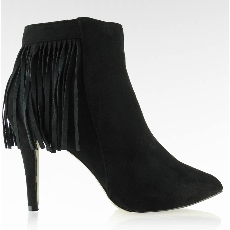 Belles bottes en daim avec des glands noirs le noir