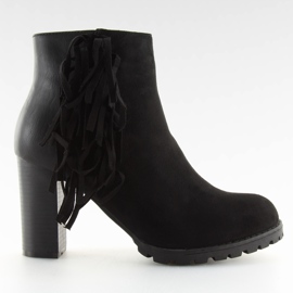 Bottines en daim à pompons noirs le noir