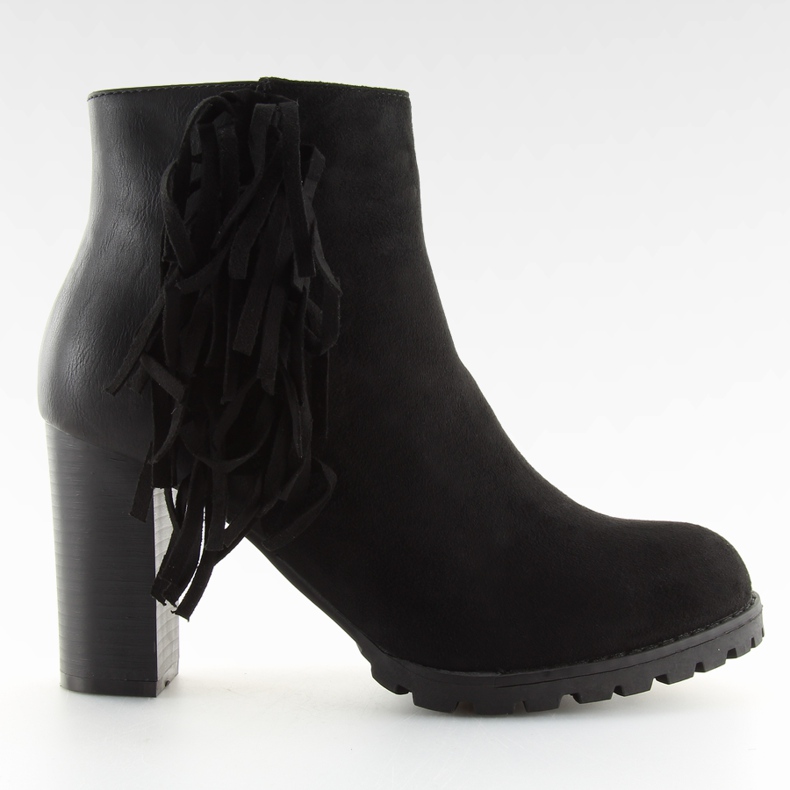 Bottines en daim à pompons noirs le noir