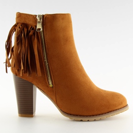 Belles bottes en daim à franges FR20 Camel brun
