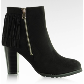 Belles bottes en daim à franges FR20 noir le noir