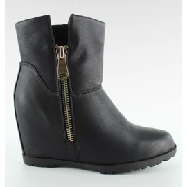 Bottes sur le coin caché d'agneau EL025 noir