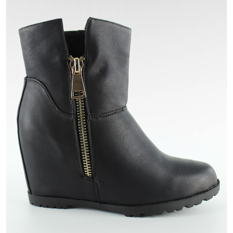 Bottes sur le coin caché d'agneau EL025 noir le noir