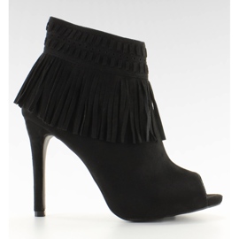 Bottes à bout ouvert et à franges 11016 Noir le noir