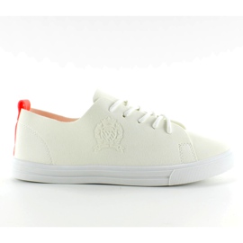 Baskets à bande fluo D03 Blanc orange blanche