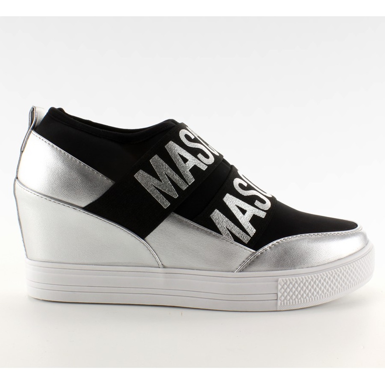 Baskets Compensées JK11P Argent gris le noir blanche