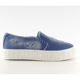 Semelle à enfiler en jean avec inscriptions bleues