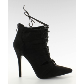 Boots à lacets sur talon aiguille 11048 Black le noir