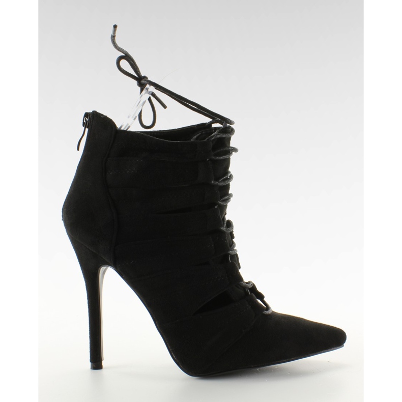 Boots à lacets sur talon aiguille 11048 Black le noir