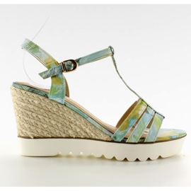 Espadrilles Sandales Semelle Blanche Vert bleu