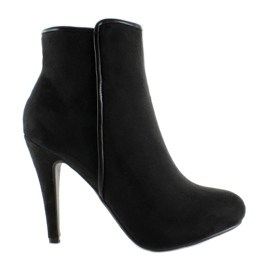 Bottes à talons hauts en daim SAS-8F8534 Noir