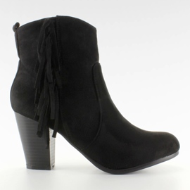 Bottes en daim bottes de cowboy LM-655 Noir le noir