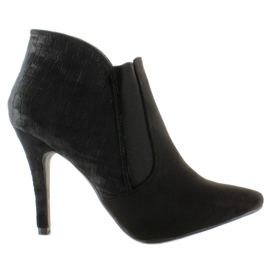 Bottes élégantes sur un haut talon en daim 1080 Noir le noir