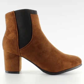 Bottines à talons bas NC18 Camel brun