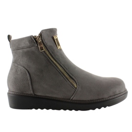 Bottines en daim avec une plaque dorée GG-32 Gris