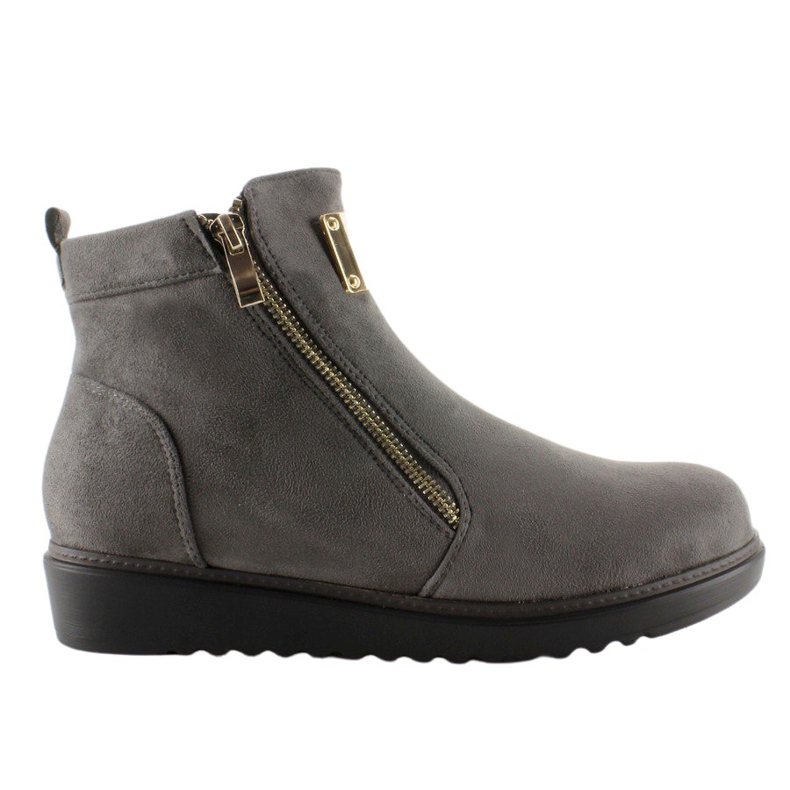 Bottines en daim avec une plaque dorée GG-32 Gris