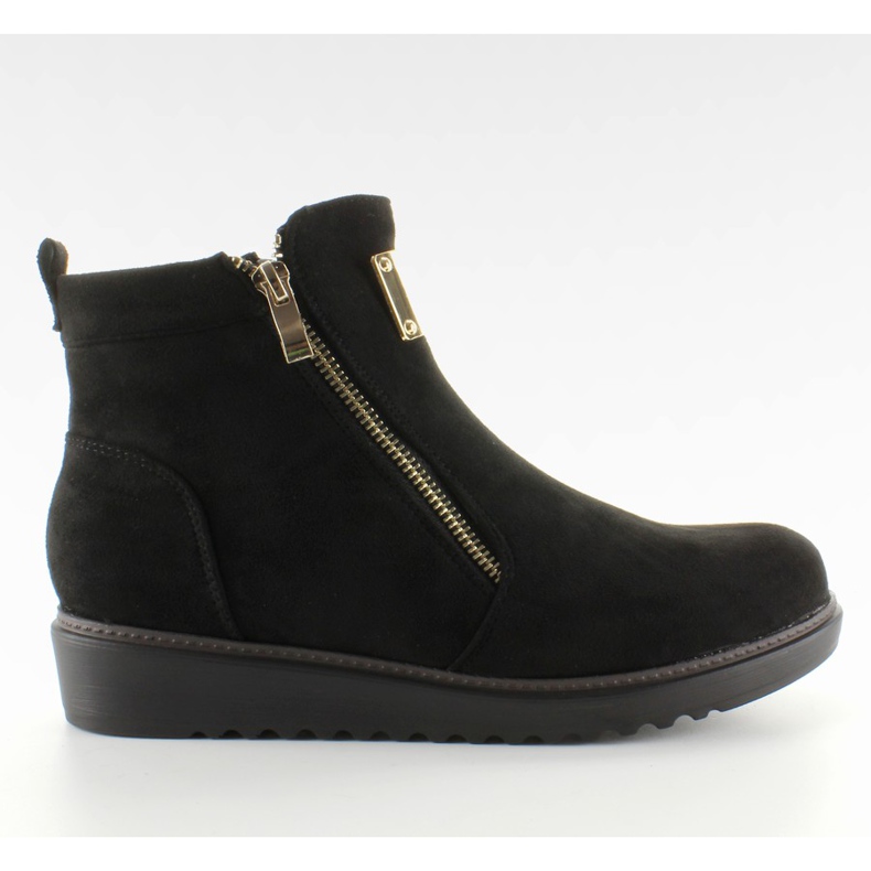 Bottes en daim avec plaque GG-32 noire doré le noir