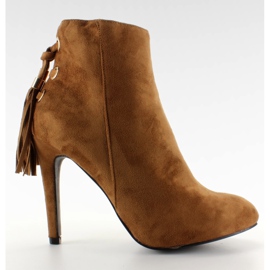 Bottines à pompons 66-217 Camel brun multicolore