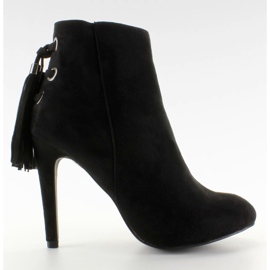 Bottines à pompons 66-217 Noir