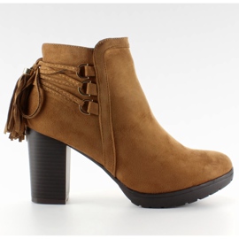 Bottines à laçage décoratif Camel brun