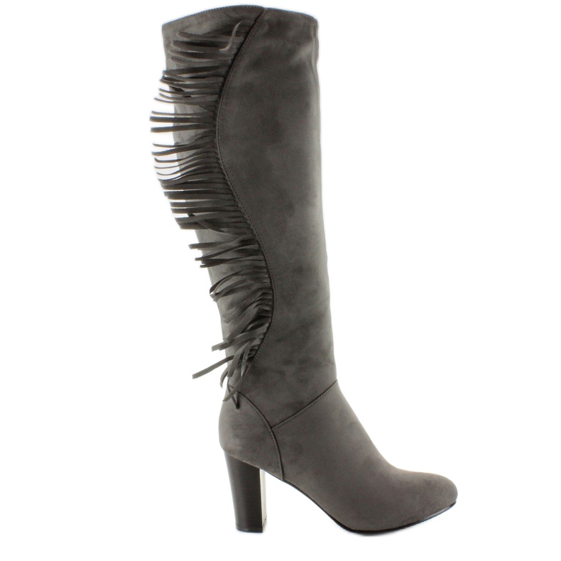 Bottines à talons et franges H615 Gris