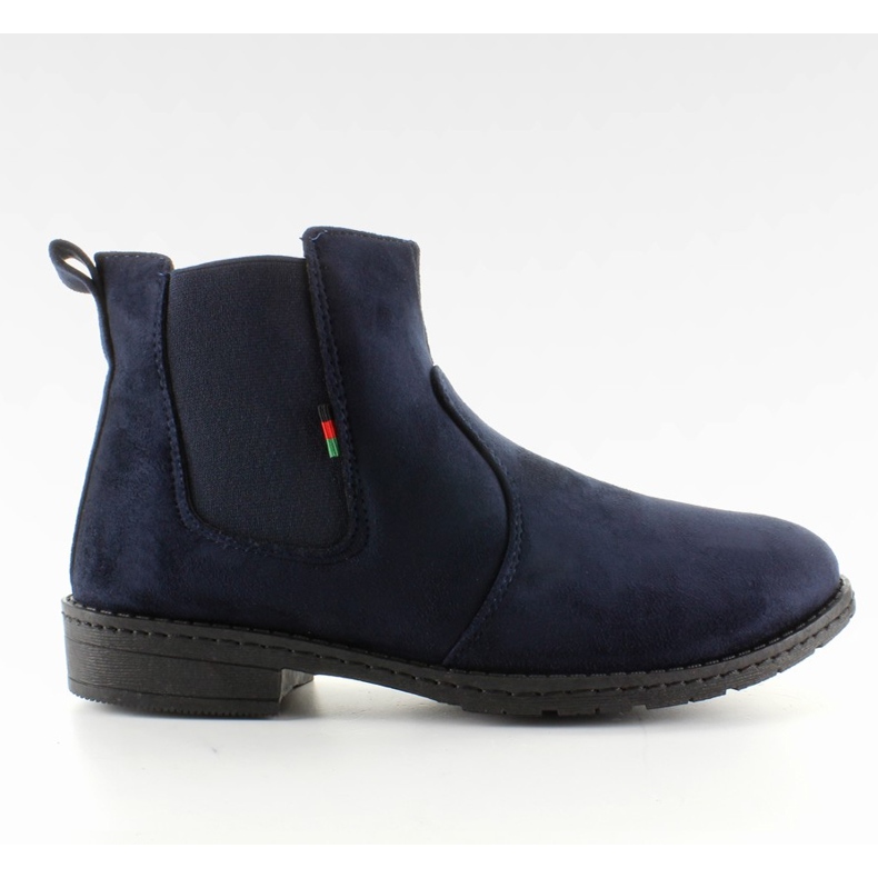 Bottes Jodhpur en daim avec empiècement 87-3 D. Bleu bleu marin