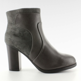 Bottes à talons hauts en daim-face 6076-Ga gris