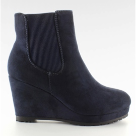 Bottes Jodhpur en daim sur le talon compensé ZY9106 Bleu bleu marin