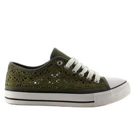Baskets pour femmes en dentelle NB89P Vert