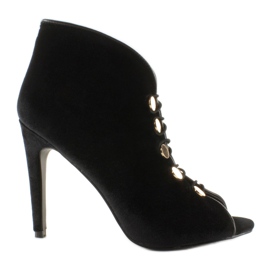 Escarpins bout ouvert velours 1129 Noir le noir