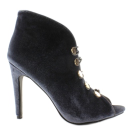 Escarpins bout ouvert en velours 1129 D. Gris