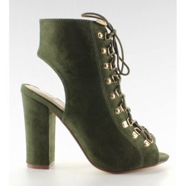 Chaussures à lacets à bout ouvert, vert noirâtre