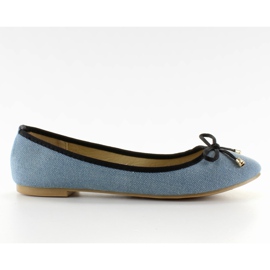Ballerines en jean avec garniture MB-6380 Lt. bleu