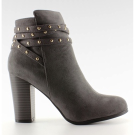 Bottes en daim grises à larges talons
