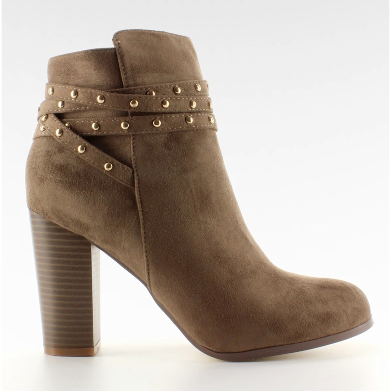 Bottines en daim à talons larges kaki