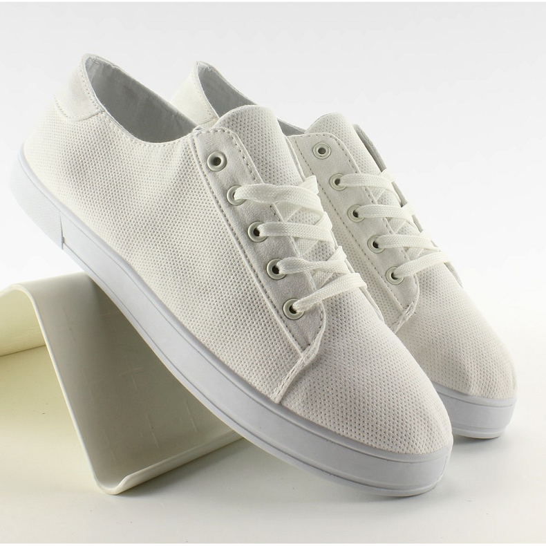 Tissu Sneakers Femme B779 Blanc blanche