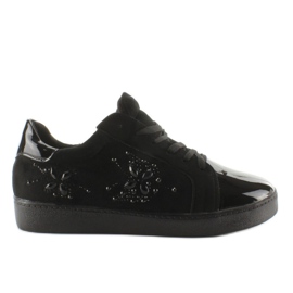 Baskets pour femmes avec cristaux T273P Noir le noir