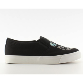 Baskets à enfiler avec broderies NB102P Black le noir