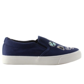 Sneakers slip-on avec broderie NB102P Bleu Foncé bleu marine