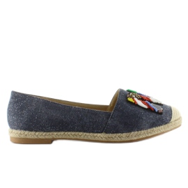 Espadrilles avec perles colorées H8-58 D Bleu