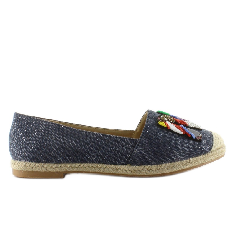 Espadrilles avec perles colorées H8-58 D Bleu
