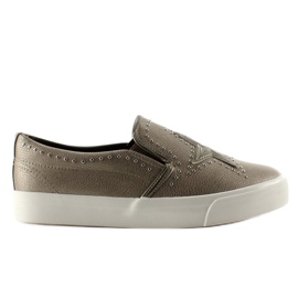 Slipony avec l'étoile élégante BL89p champagne gris multicolore Slipony avec l'étoile élégante BL89p champagne gris multicolore