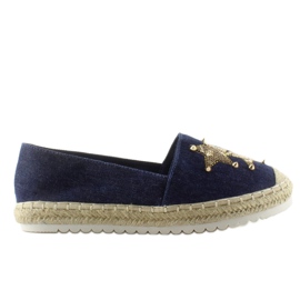 Espadrilles en toile avec clous CV-353 Dk. Bleu bleu marine