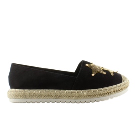 Espadrilles en toile avec clous CV-353 Noir