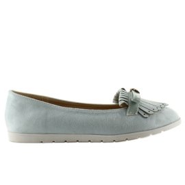 Mocassins pastel à franges bleues T261 Mocassins pastel à franges bleues T261