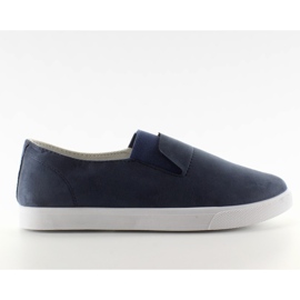 Pantoufles en daim avec caoutchouc bleu marine BL91P